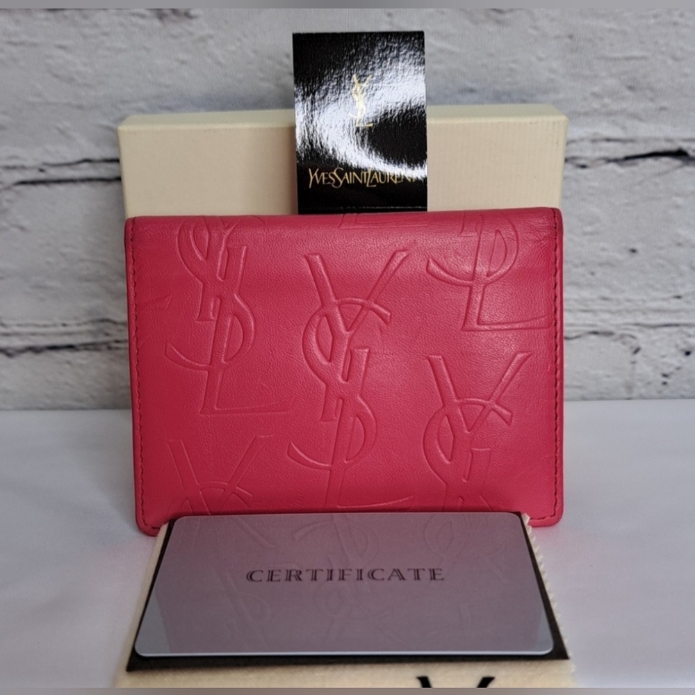 'YVES SAINT LAURENT' LEATHER EMBOSSED PROFILE CARD CASE WALLET SET •FULL INCL• - Picture 14 of 15